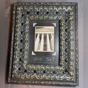 NEW Green Tree Gallery Heavy Pewter Enamel Rhinestone Picture Frame 5X7